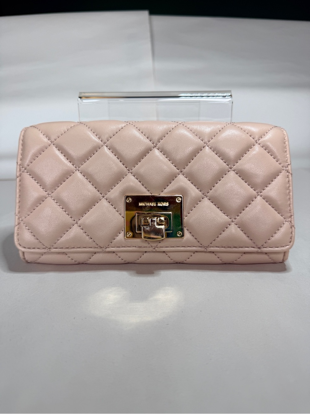 Michael Kors Quilted Blush Leather Wallet with Gold Hardware